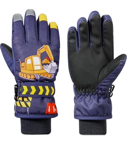 EQWLJWE Boys Girls Winter Gloves Waterproof Ski Gloves Windproof Waterproof Gloves Cold Weather Gloves For Toddlers Outdoor Sports, Snowboarding, Skiing Warm Gloves For Kids