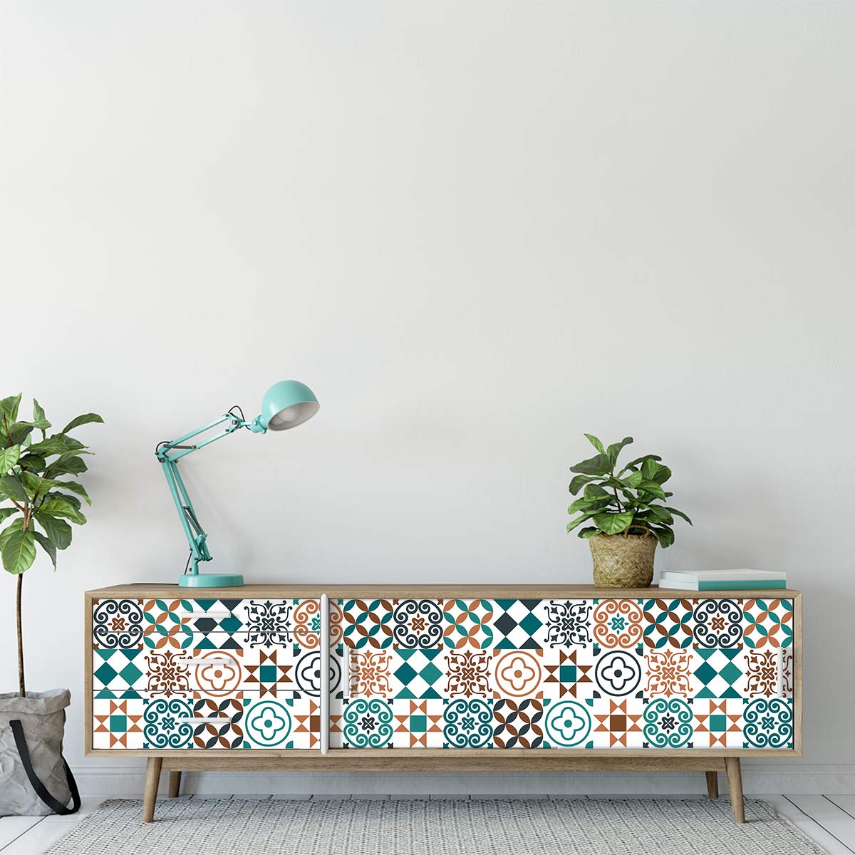 Ambiance Sticker Self-Adhesive Furniture and Tables Tile Stickers for Kitchen and Living Room Decoration Ayrton - Pack of 60 Stickers of 20 x 20 cm