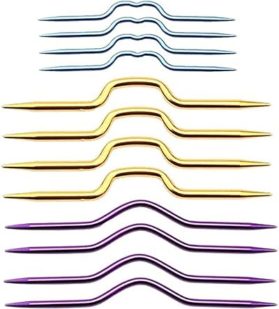 IRYNA 12Pcs Knitting Cable Needle Twist Curved Aluminum Yarn Holders
