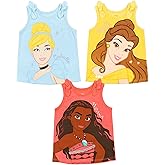 Disney Princess Cinderella Belle Moana Ariel Rapunzel Jasmine Baby Girls 3 Pack Tank Tops Infant to Little Kid