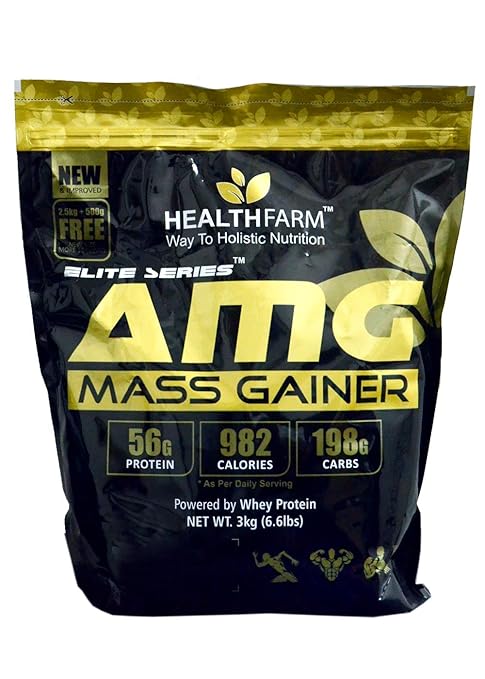 Healthfarm Elite Amg Mass Gainer Strawberry 6 6lbs 3kg Amazon In Health Personal Care