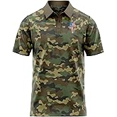 Patriotic USA Golf Polo Shirt – Men’s Performance Short Sleeve Moisture Quick Dry Fit Athletic Veteran UPF Stretch Casual Fun