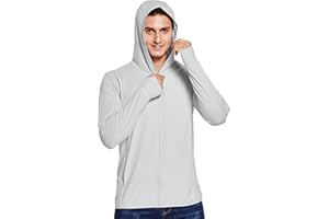Willit Men's UPF 50+ Light Jacket Sun Protection Hooded SPF UV Jacket Hiking Fishing Shirt Long Sleeve Full Zip
