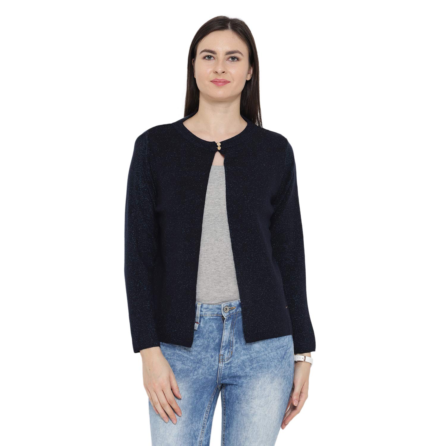 monte carlo blue wool blend solid cardigan