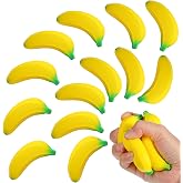 Kasyat 15 Pcs Foam Banana Toys Party Favors, 2.36 Inches | Stretchy PU Stress Relief Toys for Birthday Party, Classroom Games, Goodie Bag Fillers, Tiny Supplies