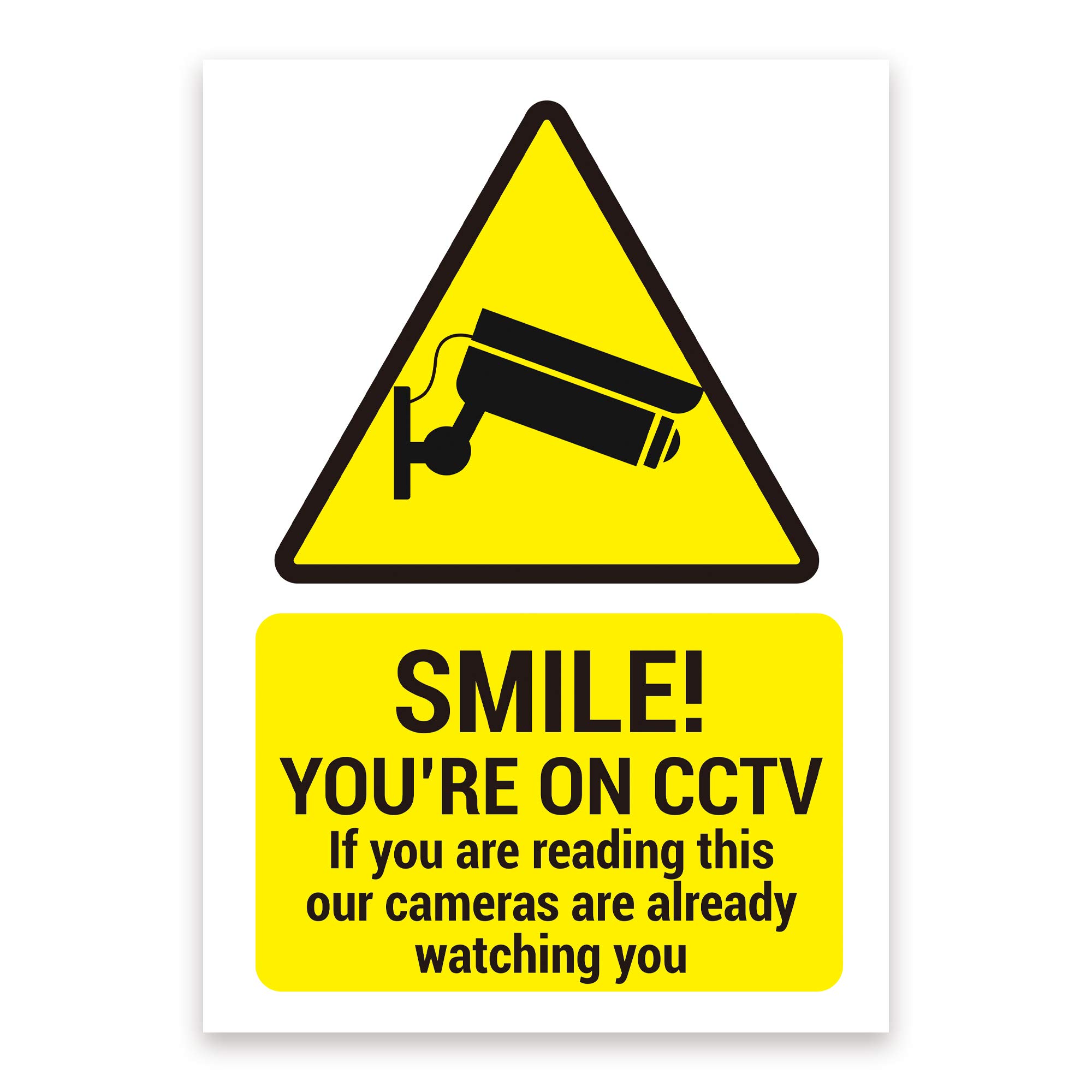 LP Lifestyle Smile You’re on CCTV Warning Sign – Weatherproof Rust-Free PVC Security Notice, Durable Waterproof Outdoor Sign with Camera Symbol A5 A4 A3 Portrait No.010 (A5 (148mm x 210mm) – No Holes)