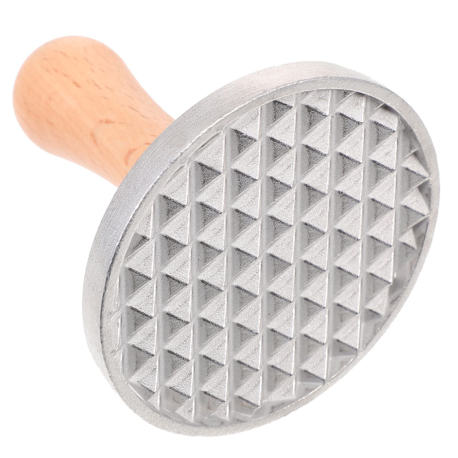 BESTonZON Cookie Zinc Alloy Cookie Press Molds with Wooden Handle Fondant Embosser Stamp Biscuit Presser Round Fondant Stamp for Diy Baking Cake Pastry Style A