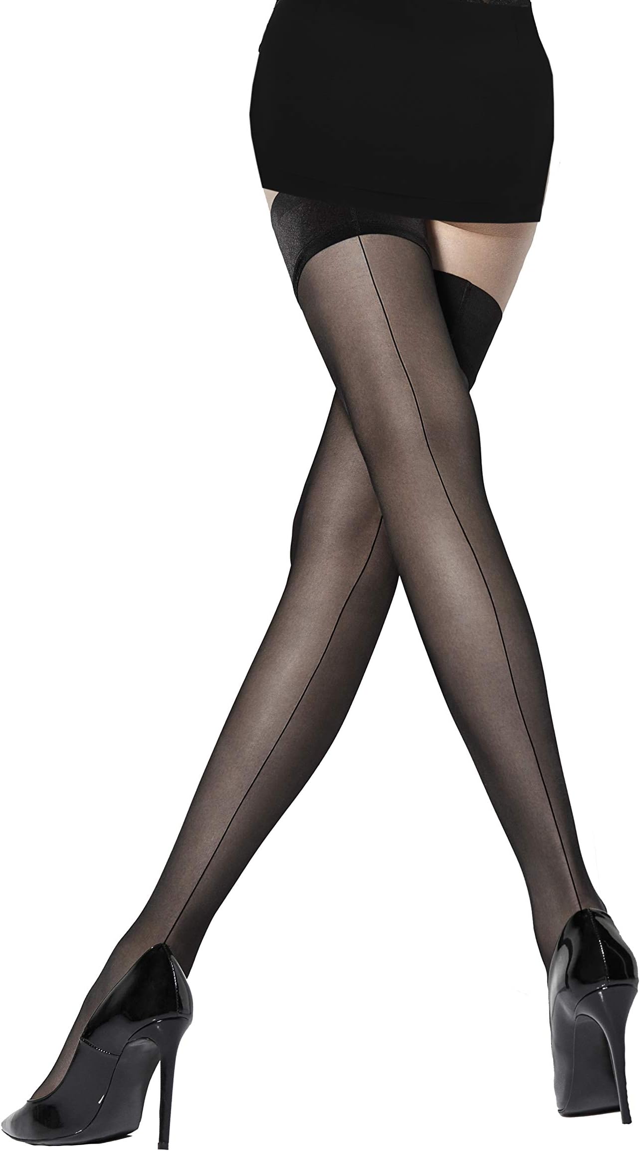Marilyn Transparent hold-up seam stockings 20 denier.