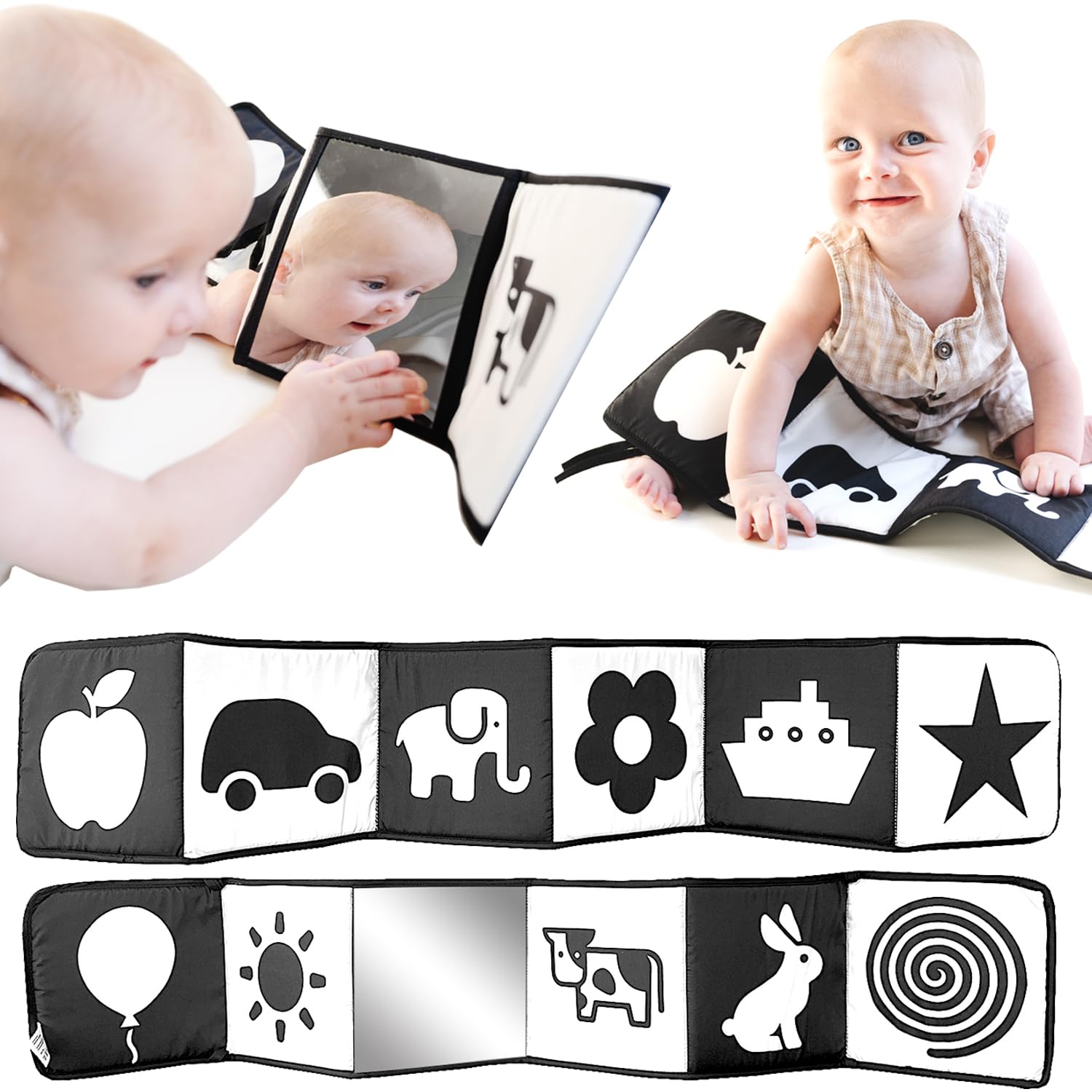 Spiggly High Contrast Baby Toys for Newborn Black and White Baby Toys Baby Books 0-6 Months High Contrast Baby Book Contrast Toys for Infants 0-6 Months Black and White Books for Newborns