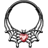 Jewseen Halloween Septum Rings 16g Black Septum Jewelry Spider Web Heart Cartilage Hoop Earrings Septum Piercing for Women Men