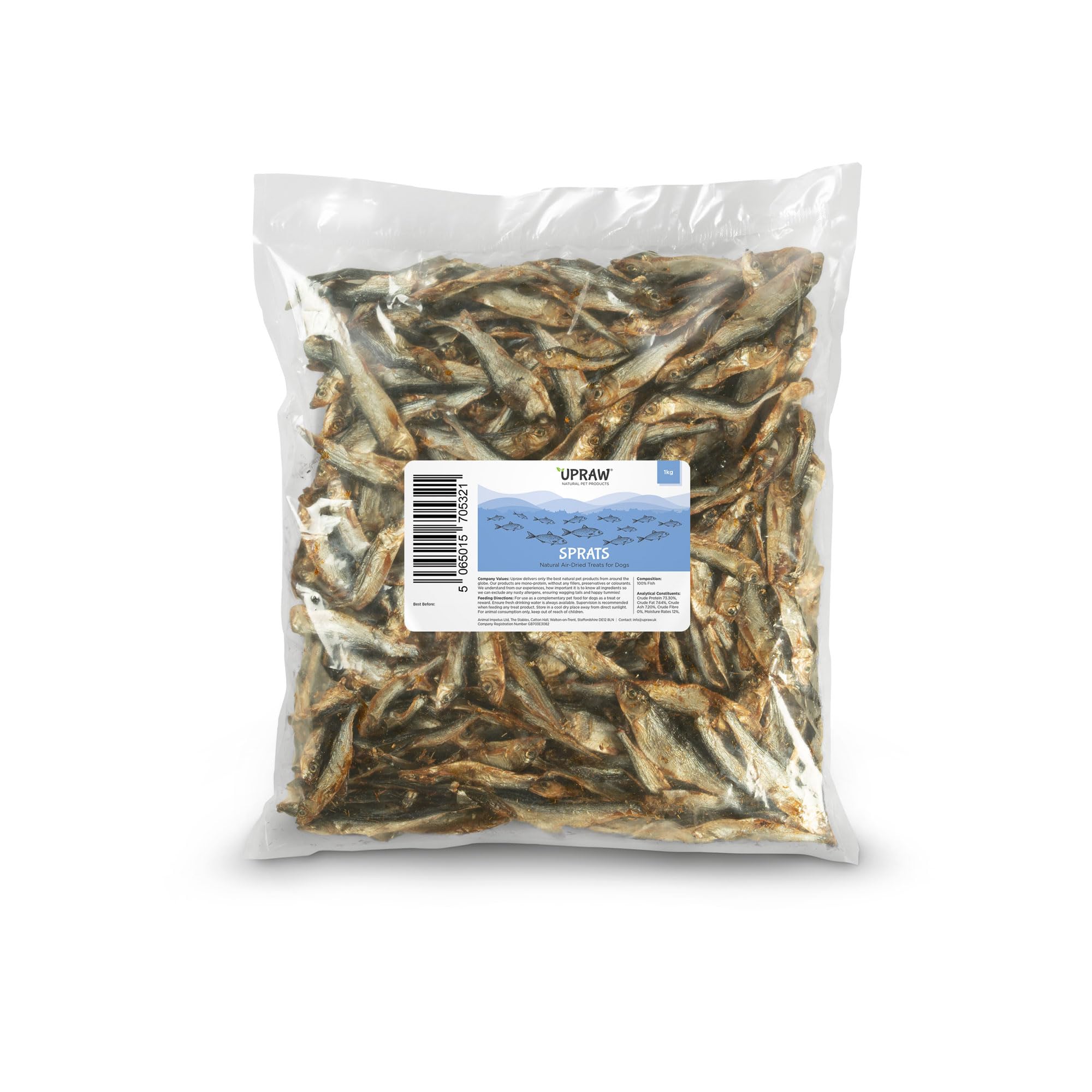 Fish Sprats - 1kg - Healthy - Natural Small Dog Treats - Naturally Air Dried - Grain Free - Hypoallergenic - Low In Fat