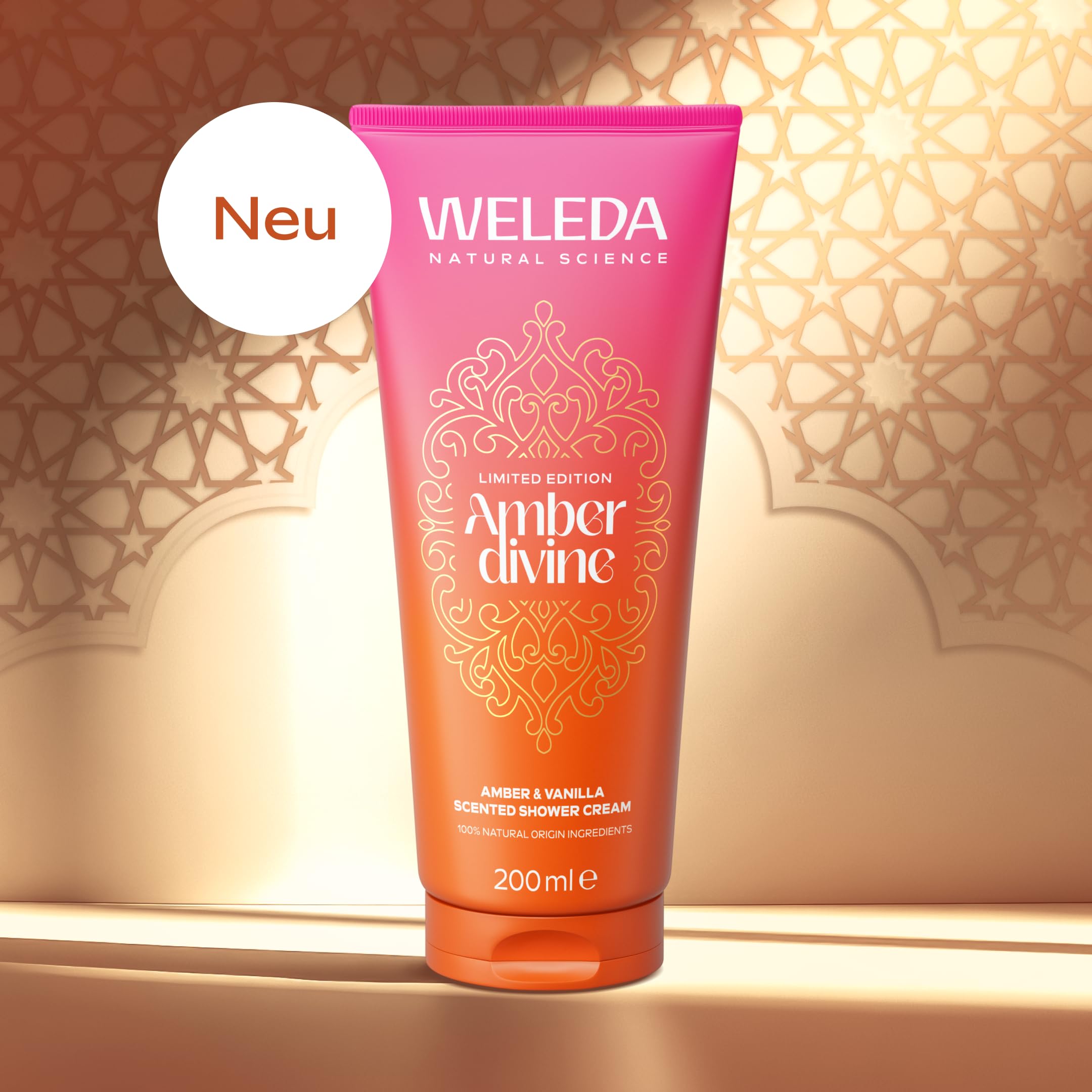 WELEDA Bio Amber Divine Duschgel vegan - Naturkosmetik Duschseife für Frauen & Männer mit Amber/Vanille Duft - Natürliche Hautpflege Dusche zur Reinigung von Gesicht & Körper (1x 200ml) 2