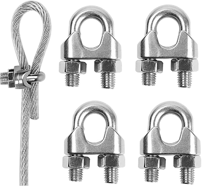 TERF M12 Galvanized U-Bolt Saddle Fasteners 4 Pcs for Ø12mm Wire Rope