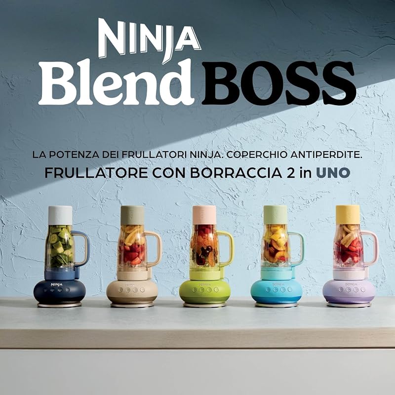 BlendBoss, Mini Frullatore con Borraccia 710 Ml, Potente, Blu Cyber