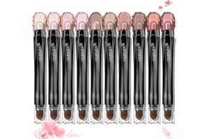 LUXAZA 10PCS Eyeshadow Stick,Shimmer And Neutral Champagne Pink Metallic Eye Shadow sticks,Cream Eyeshadow Pencil Crayon with Smudge-proof & Waterproof,Eye Brightener Stick