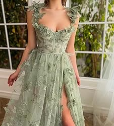 YUAOHUANG 3D Butterfly Tulle Prom Dresses for Women