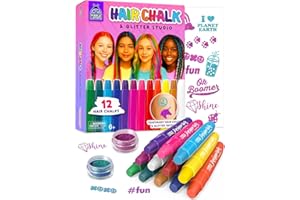 PURPLE LADYBUG Hair Chalk for Girls Washable Hair Dye - Stocking Stuffers for Kids 8-10 6-8, Christmas Gifts for Girls 6 7 8 9 10 11 12 Years Old, Temporary Hair Color for Kids Tweens Teens Birthday Party, 12 Colors