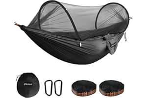 Chihee Ultra-Light Travel Camping Hammock Pop-up Net Hammock 660lbs Load Capacity,Breathable,Quick-Drying Parachute Nylon 2 Premium Carabiners,2 Tree Slings Included for Outdoor Backpacking Hiking
