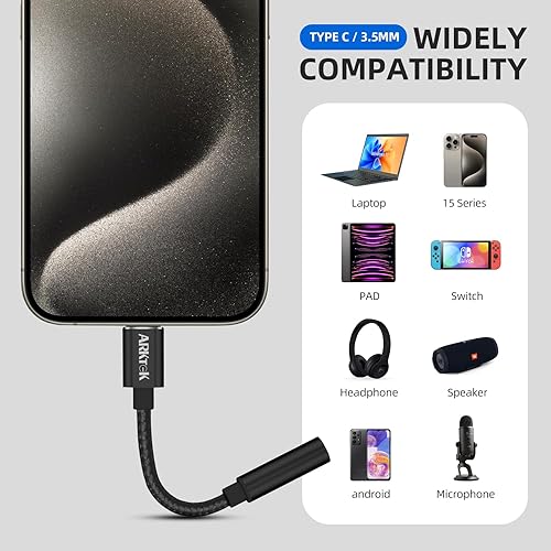 ARKTEK USB-C to Headphone Jack Adapter – High-Fidelity Audio
