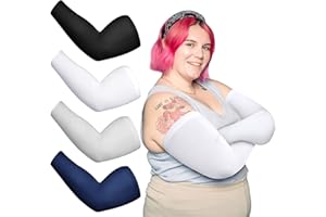 Chuarry 4 Pairs Plus Size Arm Sleeves for Women Men UV Sun Protection Cooling Ice Silk Arm Wraps for Flabby Arms