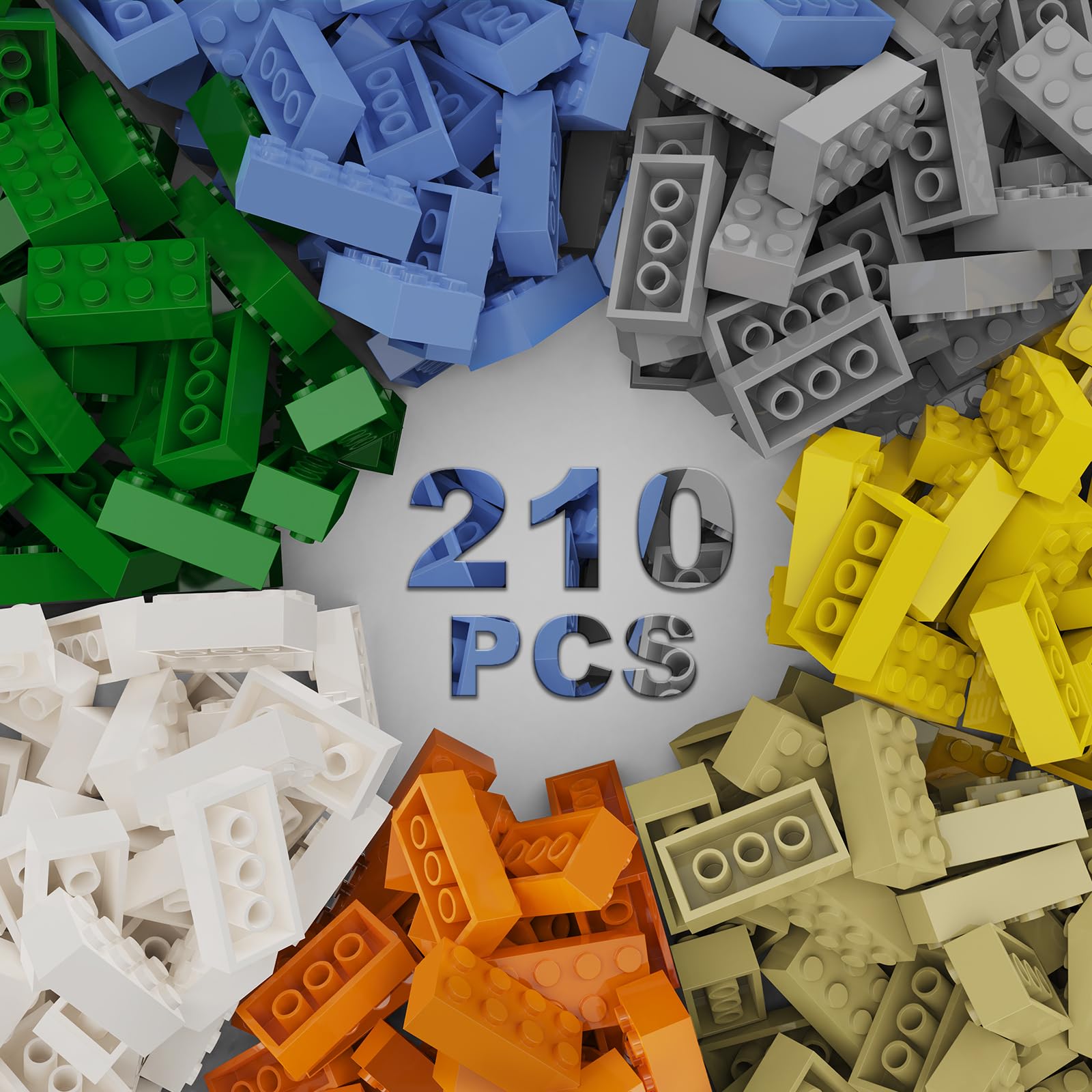 210 PCs Classic Building Bricks, 2x4 Bulk Bricks, Compatible with Pieces 3001 and All Major Brands, Creative Building Block Toys for Boys Girls Ages 6 7 8 9 10 Years Old