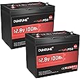 Dumfume 2 pack 12.8V 100Ah Mini LiFePO4 Lithium Battery, Built-in 100A BMS,1280Wh, Up to 6000+ Cycles 10-Year Lifespan Perfect for RV, Solar, Marine and Home Energy Storage