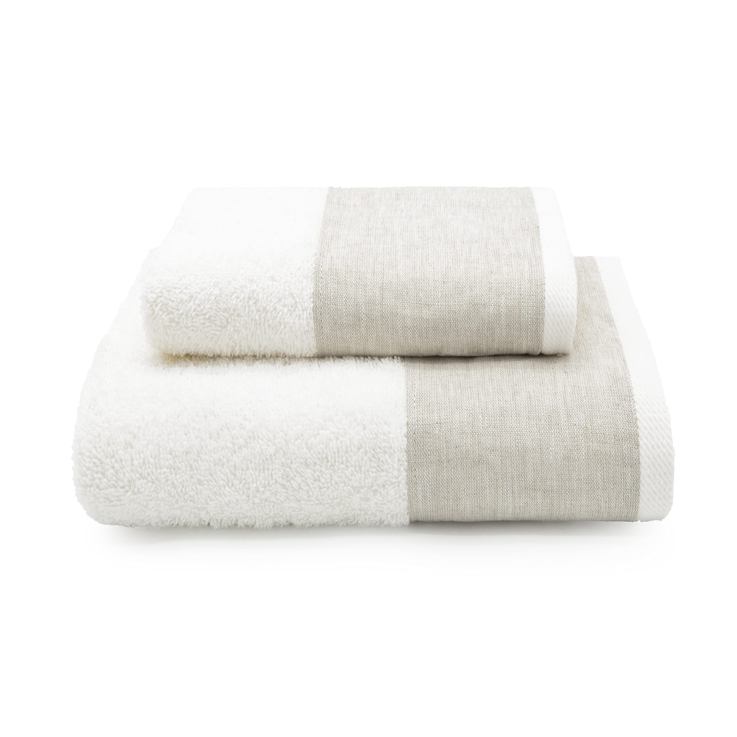 CREOLE Emily Bath Towels, Cotton, Cream, 1+1, 2 units