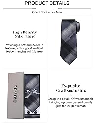 DiBanGu Grey Plaid Tie Men's Formal Tie and Pocket