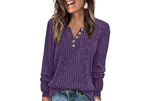 XIEERDUO Womens Sweaters Lightweight Henley Neck Button Up Long Sleeve Shirt Tops