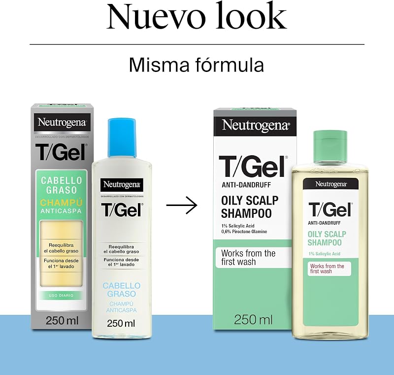 T/Gel Champú Anticaspa para Cabello Graso 250 ml 2 uds