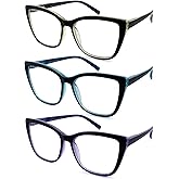 Ryegis Oversized Cat Eye Bifocal Reading Glasses for Women Large Stylish Blue Light Blocking Readers 2.25x