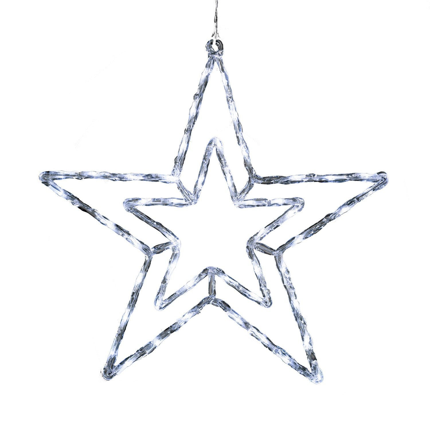 "Konstsmide Christmas Lights / Outside Lights LED Acrylic Decoration ""Star"" / Outdoor Lighting (IP44) / 8 Functions, with Memory Control Unit / 48 Ice White LEDs / Transparent Cable", 4471-203EE