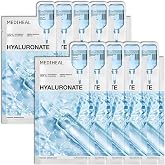 MEDIHEAL Hyaluronic Acid Essential Face Sheet Mask, Deep Hydration (10ea) | with Glutathione, Ceramide | Moisture Barrier | Plastic-Free Vegan Sheet | Korean Skincare