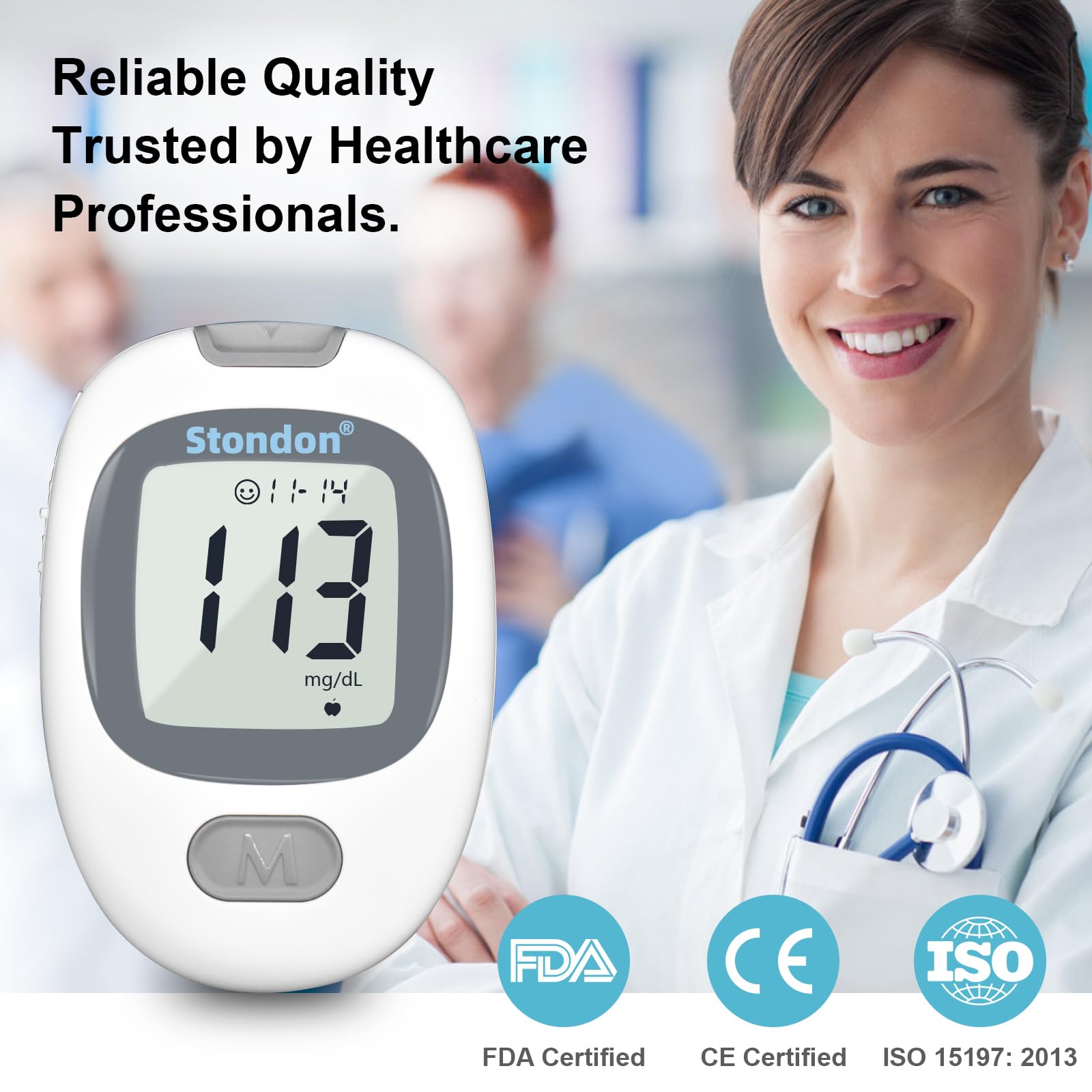 G430 Blood Glucose Monitor Kit,Blood Sugar Testing kit,Diabetes Testing Kit, Blood Glucose Meter, 100 Glucometer Strips, 100 Lancets, Test Strips Blood Sugar Meter Glucometer,HCT for Home Use
