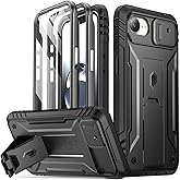 Poetic Revolution Case for iPhone 16e 6.1 inch, [Slide Camera Cover], Full-Body Military Grade Rugged Shockproof Cover with Kickstand and Built-in-Screen Protector, Black