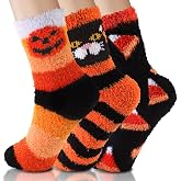 Halloween Fluffy Socks Cozy Fuzzy Fall Warm Winter Socks for Women Men | 3 Pairs Plush Soft Slipper Warm Thick Sleeping Socks Holiday Gifts Wife Grandma Ideal for Lounging