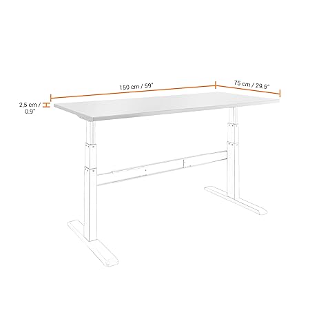 CELEXON Tischplatte 150 x 75cm weiss fuer Adjust Schreibtisch hochwertig durch ABS Umleimer und 25mm Staerke -Z-