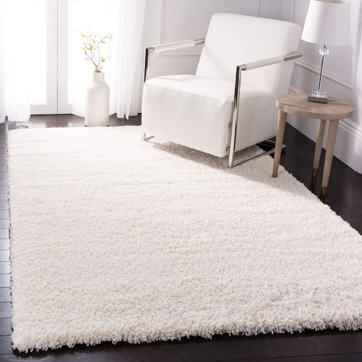 SAFAVIEH Shag Rug for Living Room, Dining Room, Bedroom - Fontana Shag Collection, Short Pile, in Ivory, 91 X 152 cm