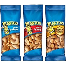 PLANTERS Variety Pack, Salted Cashews, Salted Peanuts &amp; Honey Roasted Peanuts, On-the-Go Nut Snacks, Individually Packed Snac