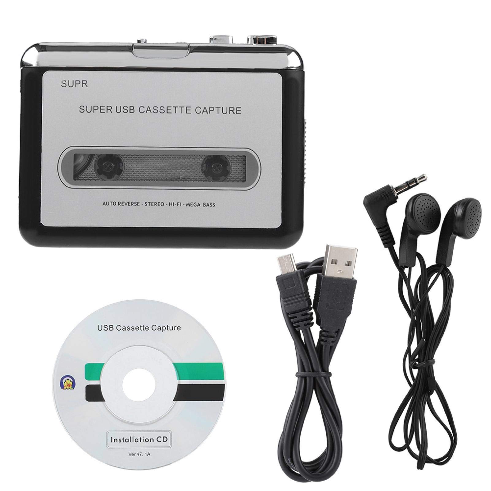Cassette to MP3 Player,Portable Personal Voice Audio Cassette Recorder Digital Tape to MP3 Converter USB Cassette Adapter,Tape Player Captures MP3 Audio Music Compatible with Laptops,Computers