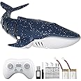 TEMI Remote Control Blue Whale Shark, 1:18 High Simulation Scale Fish with Light and Spray Water for Pool Bathroom RC Boat for 6+ Boys Girls Birthday Halloween Pool Toys