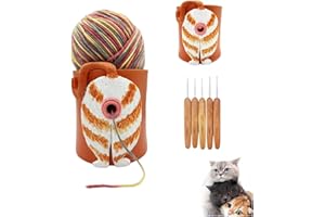 Yarn Bowls for Crocheting Knitted Cat Butt Wool Ornament ABS Craft Knitting Bowl with 5PCS Knitting Needles