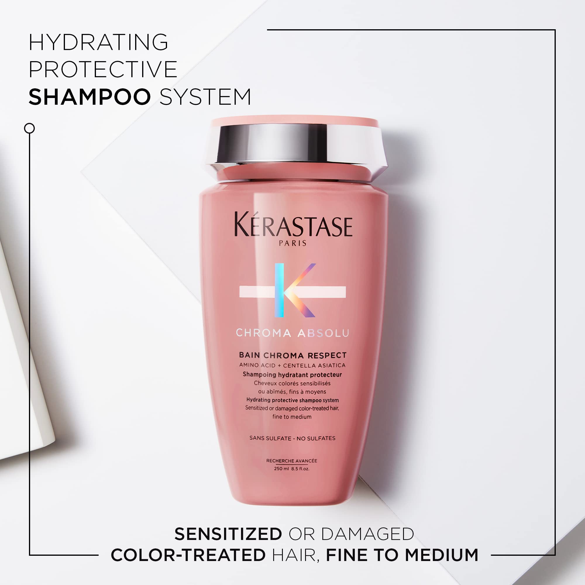 kerastase Chroma Absolute Chroma Respect Shampoo For Sensitized or Damaged Color-Treated Hair - Protects and Hydrates Fine To Medium Hair with Glycerin and Hyaluronic Acid