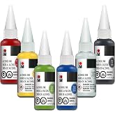 Marabu Alcohol Ink for Epoxy Resin - 6 Primary Colors Alcohol Ink Set - Vibrant and Versatile Alcohol Inks for Resin Art, Tumblers, Alcohol Paint Paper, Resin Dye - 20ml Inks
