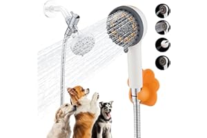 ULTRIMKIT Dog 8.2Ft Shower Attachment to Shower Head Washing, High Pressure& Face Care Pet Wash Cleaning Sprayer with Bath Brush, Adhesive Shower Holder, Indoor