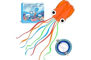 Kaiciuss Octopus Kites for Kids & Adults Easy to Fly, 24”x 158” Large Soft Kite Kit for Boys and Girls, Single Line 3D Beach Kite Set for Teens,Perfect for Outdoor Activities