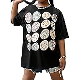 Floerns Girl's 2 Piece Outfits Y2k Graphic Print Drop Shoulder Shirts with Bell Pants Sets