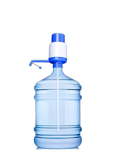 VAPOK Manual Hand Press Water Dispenser Pump for Bisleri Barrel Mineral Water-Bottle Jerry Cans, 20L (Blue and White)