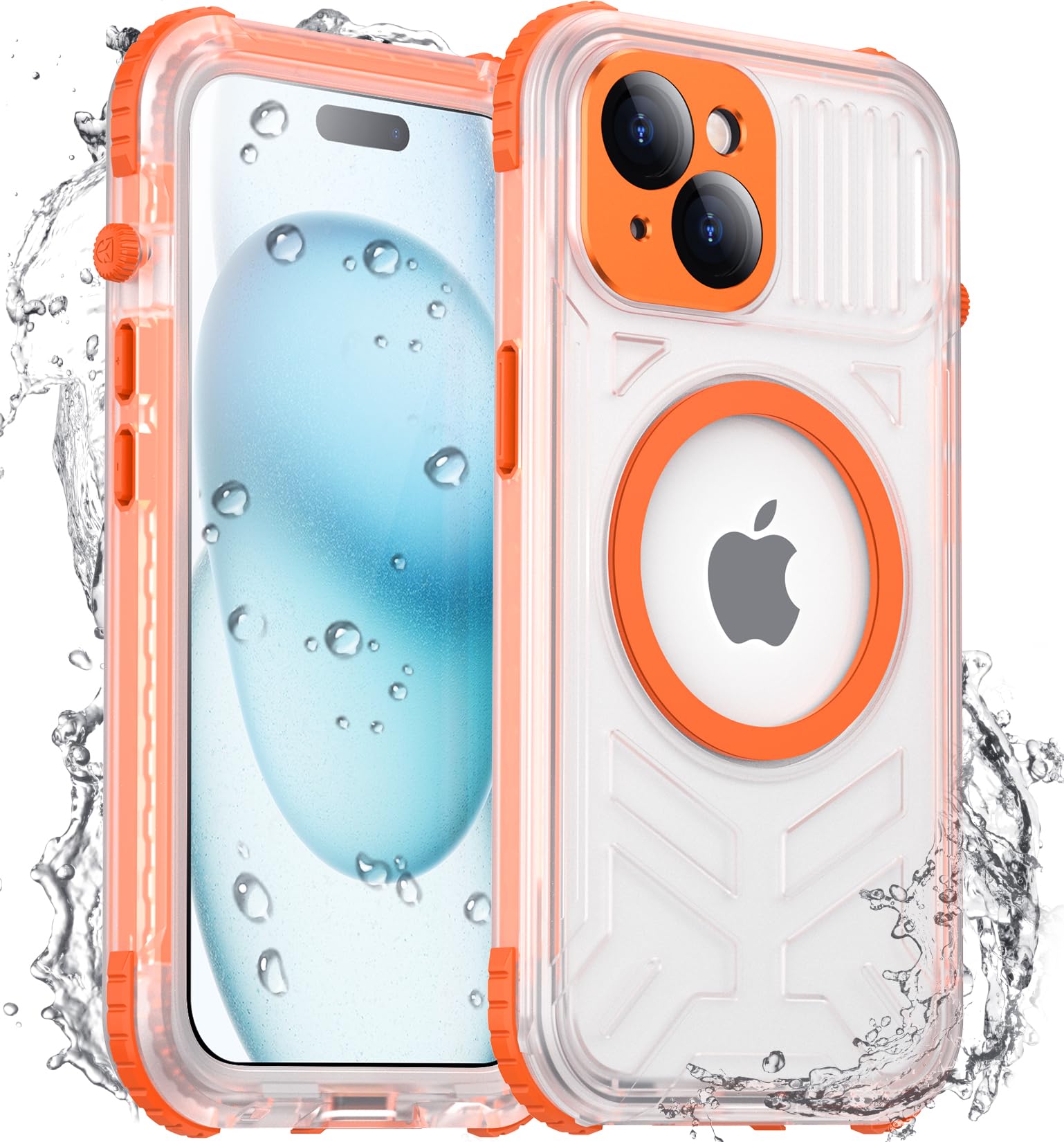 2025 New Magnetic Case for iPhone 15 Case Waterproof, Built-in Screen Protector & Camera Protector [Compatible with MagSafe] [IP68 Waterproof] [Dustproof] Full Body Shockproof Phone Case 6.1"