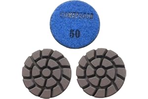 COMEFLOOR Concrete Floor Polishing Pucks Sharp Diamond Copper Bond Grinding Disc, Fit Ride-on Floor Grinder, Walk-Behind Grinder, 3 Inch Hook and Loop Long Using Life Polishing Pads, 50#